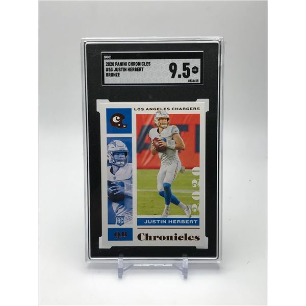 2020 PANINI CHRONICLES NO.53 JUSTIN HERBERT BRONZE SGC GRADED 9.5