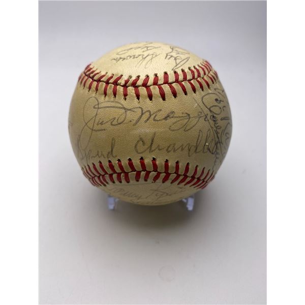 NY YANKEE GREATS (DIMAGGIO,MARIS,BERRA,,,) SIGNED BASEBALL (PSA LOA)