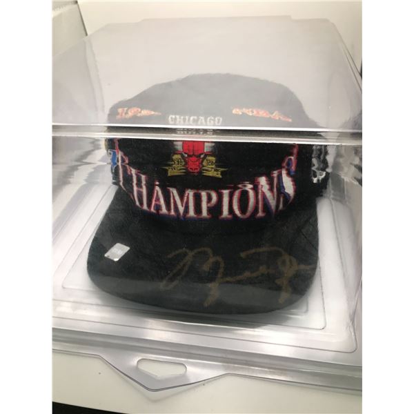 MICHAEL JORDAN SIGNED CHICAGO BULLS NBA CHAMPIONS STARTER HAT (COJO COA)