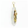 Image 4 : Vintage 14k Gold Multi Color Carved Jade Bamboo Floral Butterfly Large Pendant