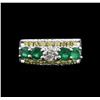 Image 2 : 14KT White Gold 0.98 ctw Emerald and Diamond Ring