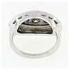 Image 7 : Vintage 14k White Gold 0.25 ctw Round Diamond & Sapphire Floral Oval Platter Rin