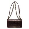 Image 1 : Chanel Dark Purple Embossed Calfskin Boy Medium Flap Bag