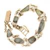 Image 6 : Vintage 14k TT Gold Cabochon Gold Quartz & Diamond Bezel Set Chain Link Bracelet