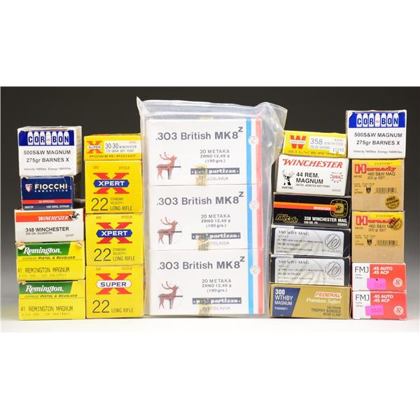 16 BOXES & 3 BRICKS OF VARIOUS AMMO.