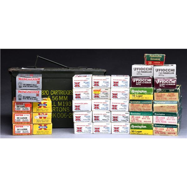 LOT OF ASSORTED .30 LUGER AMMUNITION.