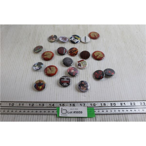 (21) Assorted Pins - Deadpool, Superman