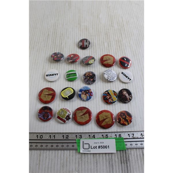 (21) Assorted Pins - Deadpool, Supernatural