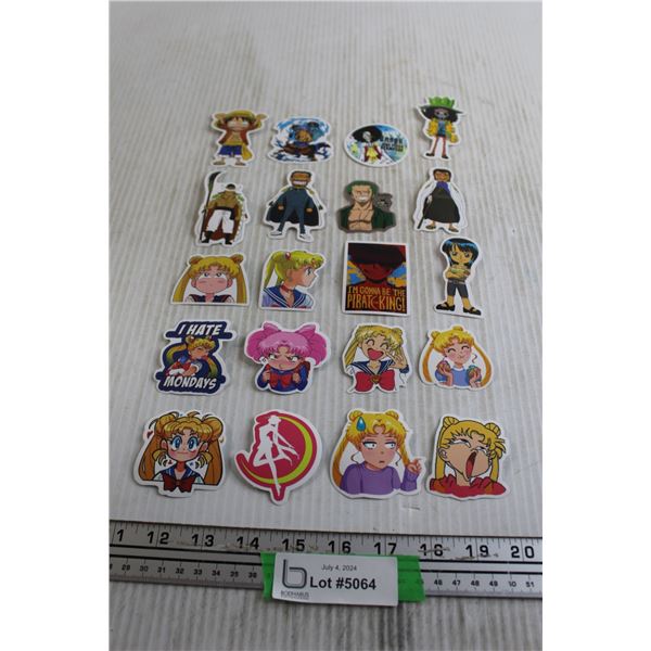 (20) Assorted Stickers - Sailor Moon, One Piece