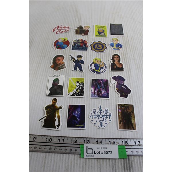 (20) Assorted Stickers - Fallout, Cyperpunk 2077