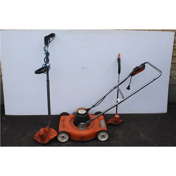 **Outdoor Yardwork Lawn Care Equipment - Lawnmower has 18" Blade, Both Untested, As Is