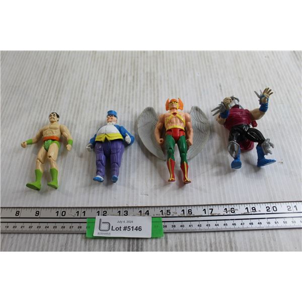 (4) Figurines - Hawkman, Shredder - Missing Shoulder Blades