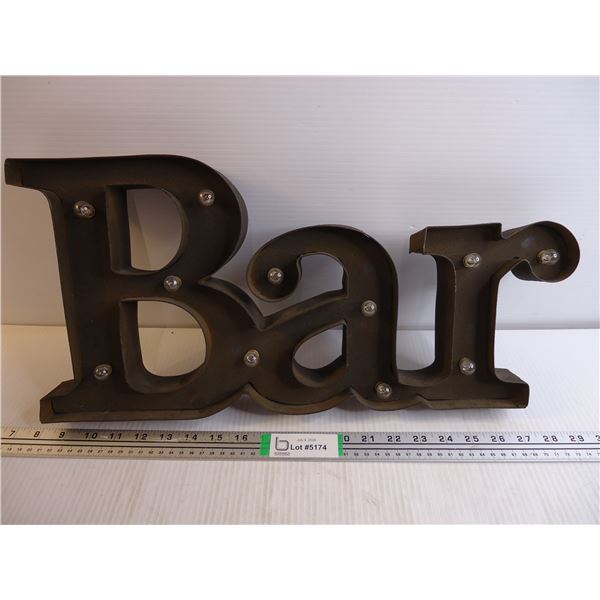 Lighted "BAR" Sign-needs batteries, unknown if working