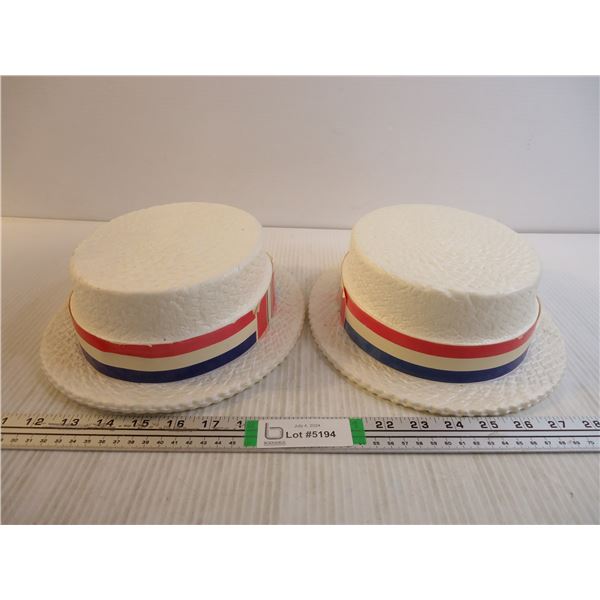 (2) Vintage Styrofoam Political Campaign Hats-Red, White and Blue
