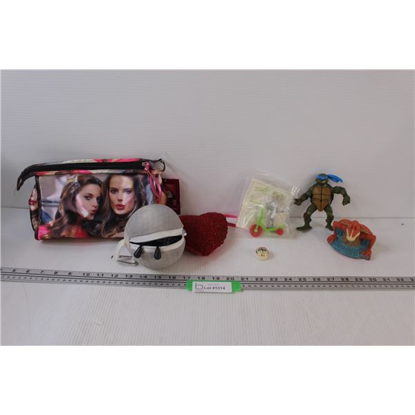 Make-up Bag, Children's Figurines, Golf Ball w/Bags Inside, Heart