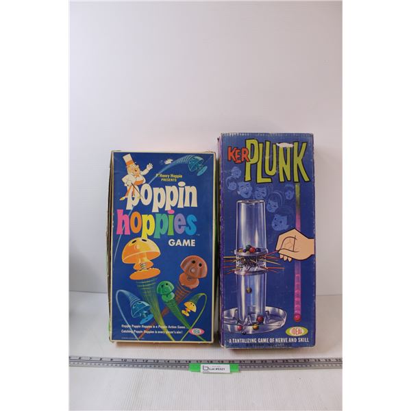 (2) Board Games: Ker-Plunk, Poppin Hoppies (As is)