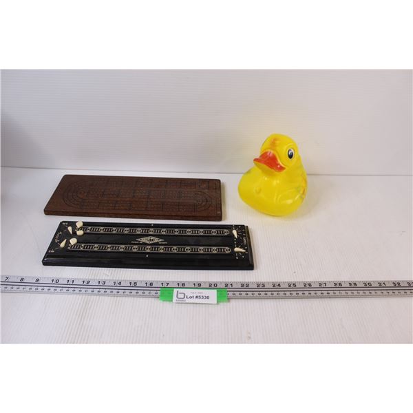 (2) Cribbage Boards & Rubber Ducky