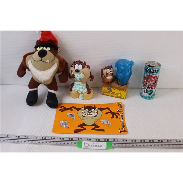 Tasmanian Devil Lot: Figurines, Plushy, Candy Dispenser, Misc.