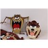 Image 2 : Tasmanian Devil Lot: Figurine, Wood Sign Board, Balloon (as is)