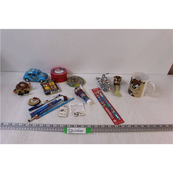 Looney Tunes Tasmanian Lot: Mug, Toothbrush, Car, Misc.