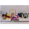Image 1 : Lot of: Tasmanian Devil Socks & Ball, New Kids on the Block Sticker Album, (2) Homemade Masks, Misc.