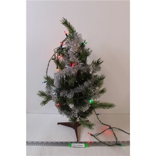 Christmas Tree w/Lights - 2Ft Tall x 14" Wide