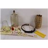 Image 4 : Glass Lamp Chimney (8.5"), SMP Glass Lamp Shade (5.5"Tall), Belt, Glasses, Misc.
