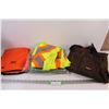 Image 1 : Safety Vest, Tarp, Work Cover Alls (Worn), Rain Jackets in Case (Has Smell)