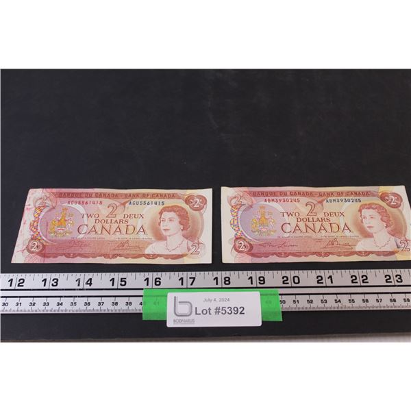 (2) Canadian Two Dollar Bills - 1974