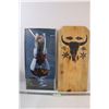 Image 1 : Wooden Bull Sign Decor & Framed Wine Glass Picture - 24" x 11"