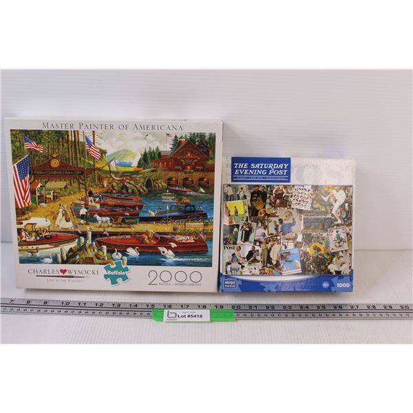 (2) Puzzles: Boat/Harbour & Saturday Evening Post