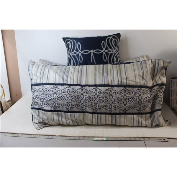 (2) Pillows For King Sized Bed, Matching Decorative Cushion