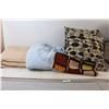 Image 1 : (2) Cushions, (2) Blankets, Misc. Crocheted Item