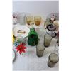 Image 3 : Assorted Glasses, Cups, vases, Plates, Pyrex Measuring Cup, Misc.