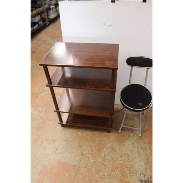 *Folding Chair - Some Wear, 4 Tier Shelf - 35"H x 24" x 16"