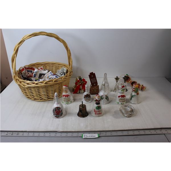 Basket and Collection of Bells, Miniature Teacup & Saucer