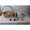 Image 1 : Basket and Collection of Bells, Miniature Teacup & Saucer