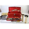 Image 1 : Metal Tool Box w/Contents - Hammer - Rubber Mallet - Wrench Set - Gloves - Misc. Hand Tools