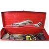 Image 5 : Metal Tool Box w/Contents - Hammer - Rubber Mallet - Wrench Set - Gloves - Misc. Hand Tools