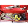 Image 6 : Metal Tool Box w/Contents - Hammer - Rubber Mallet - Wrench Set - Gloves - Misc. Hand Tools