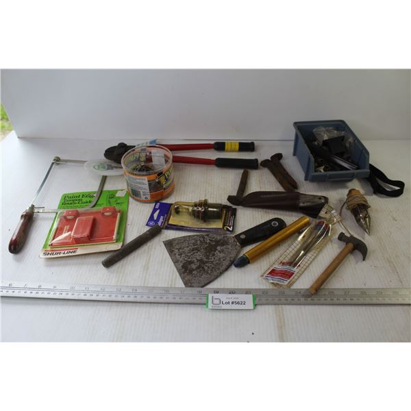 Small Railway Spikes - Nails - Bolt Cutter - Coping Saw - Mud Knife - Misc. Items
