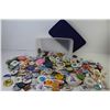 Image 6 : Large Assortment of Button Pins in Plastic Container