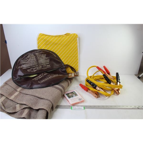 Cushion - Blanket - Booster Cables w/Case - Emergency Poncho
