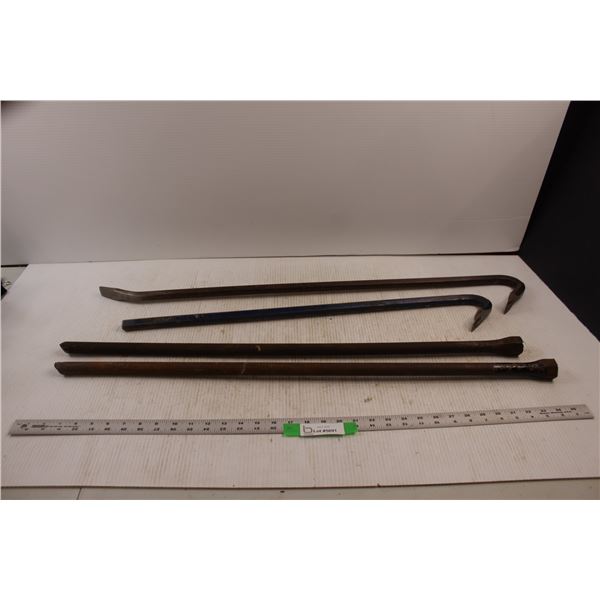 (2) Goose Neck Pry Bars (As is Condition) & (2) Large Carbon Steel Pins
