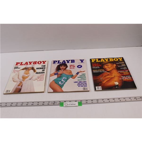 (3) Playboy Magazines - 1990 February, April, May