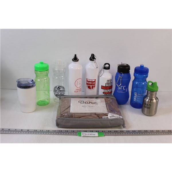 (9) Water Bottles & Twin Bed Skirt