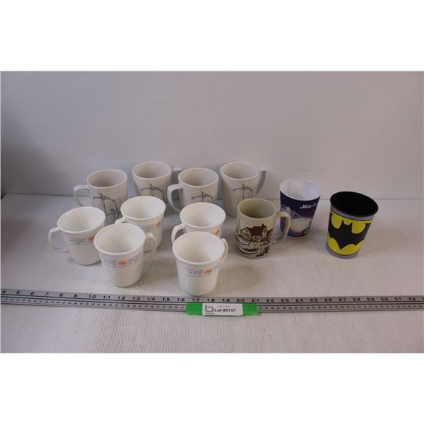 (10) Coffee Mugs & (2) Plastic Cups (batman)