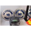 Image 3 : Lot of: No Trespassing Signs, (12) Vapour Jedi Toques, Safety Vest, Bike Tire pump