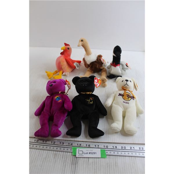 (5) Ty Beanie Babies NWT, Hard Rock Cafe Bear