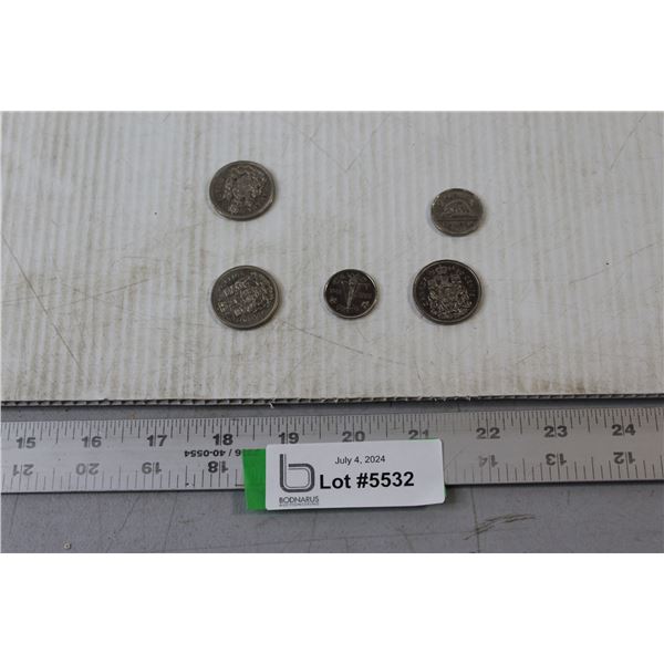 1984 $0.50 Coin, 1947 King George Coin, 'V' Nickel, (2) $0.50 Coins - 1969 & 1973